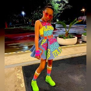 Cute and colorful size 8 “Neon Kisses” dress only worn once for a performance.